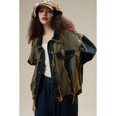 Unisex Jacket Washed Denim Jacket Casual Loose Lapels Overalls